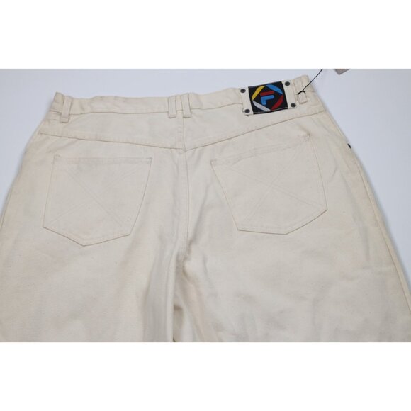 Deadstock Vintage 90s Fila Mens 38x34 Spell Out Baggy Skateboard Jeans Cream - Picture 14 of 16